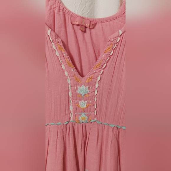 Simply Southern Pink Maxi Dress Bohemian Embroidery Size S - Picture 5 of 10